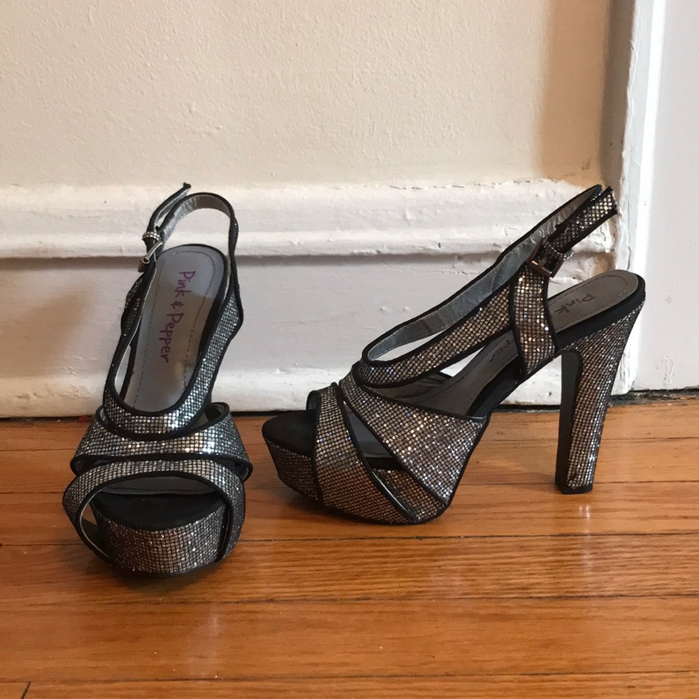 Sparkly sling back heels